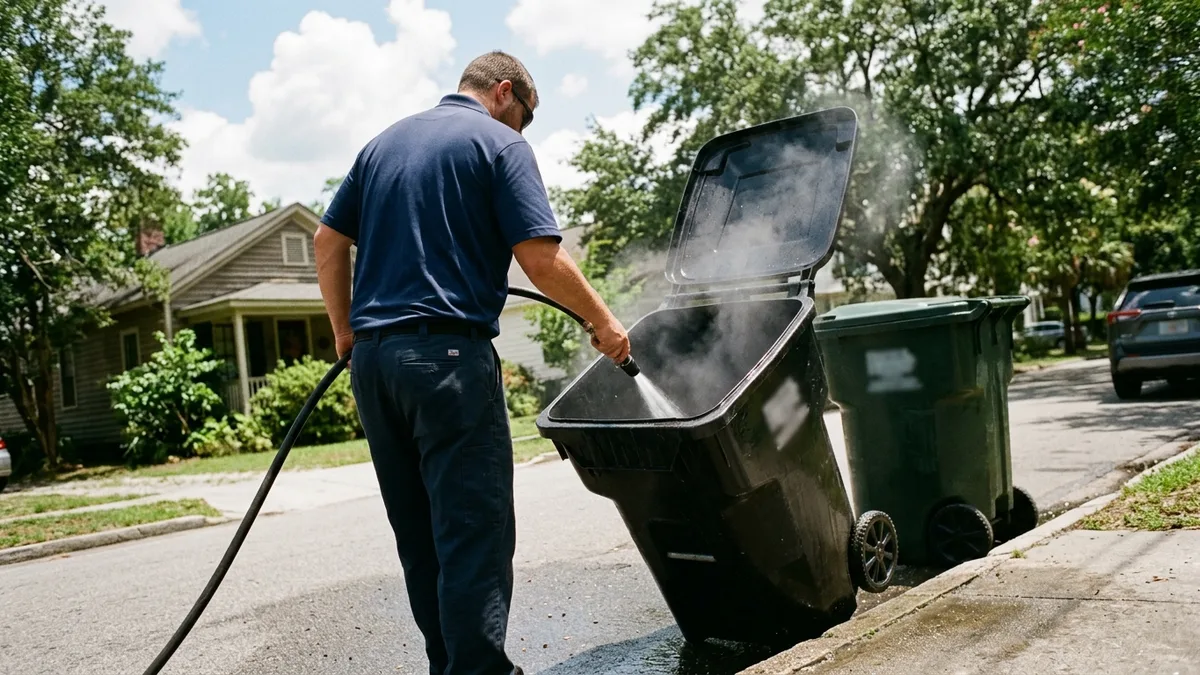 Professional trash bin cleaning and sanitizing in the Charleston area