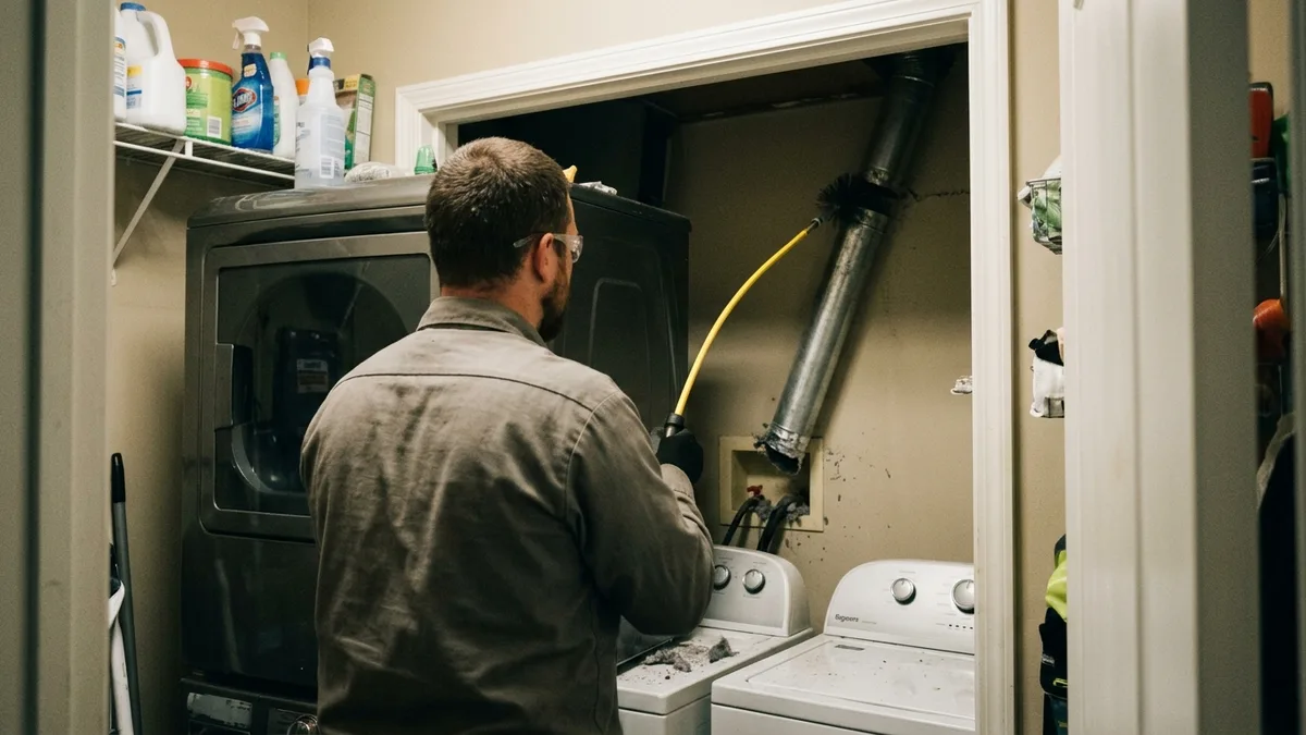 Professional service showing how often to clean dryer vent for long runs