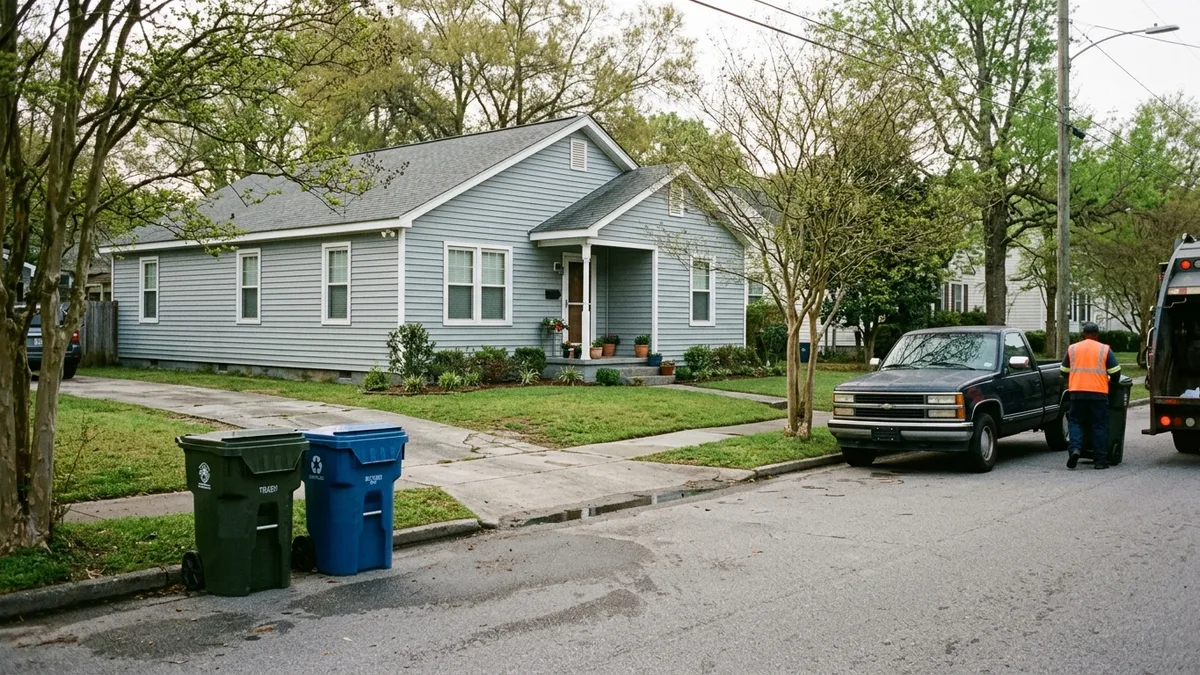 Curbside trash pickup for a Charleston vacation rental property