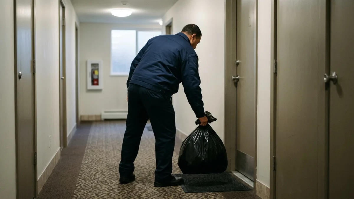 Garbage valet doorstep collection at multifamily apartment community