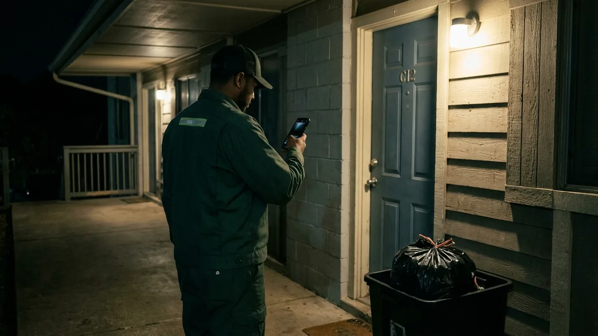 Photo-verified nightly valet trash pickup at a Charleston apartment community