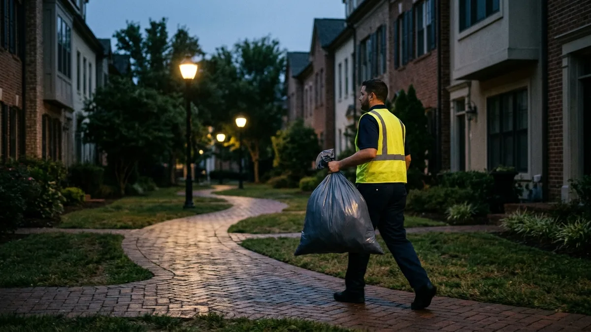Nightly valet collection in a build-to-rent community supporting a sustainable waste program