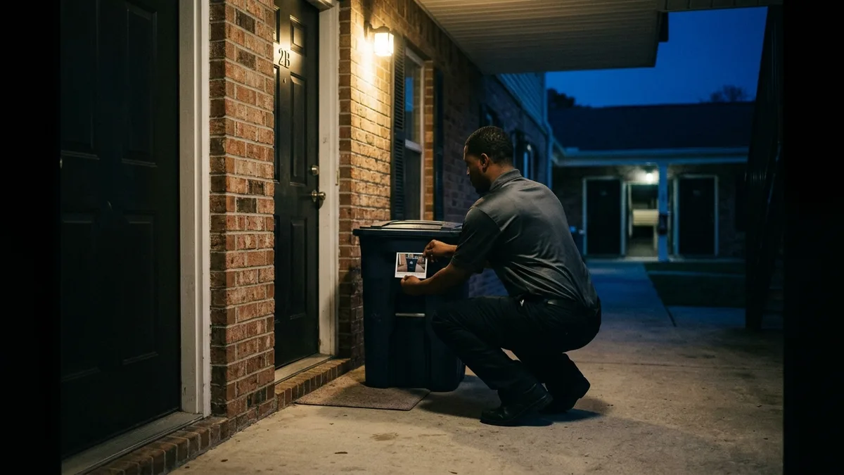 Valet trash charge collection process showing photo-verified doorstep service