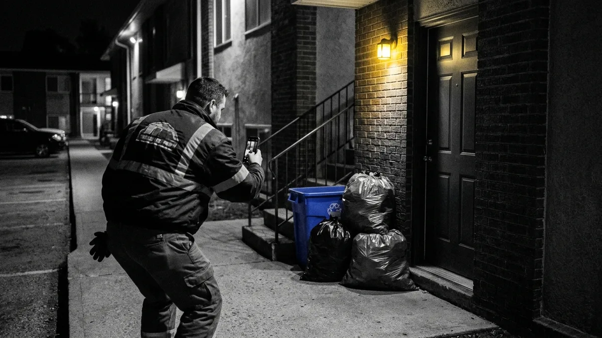 photo-verified nightly trash valet collection documentation