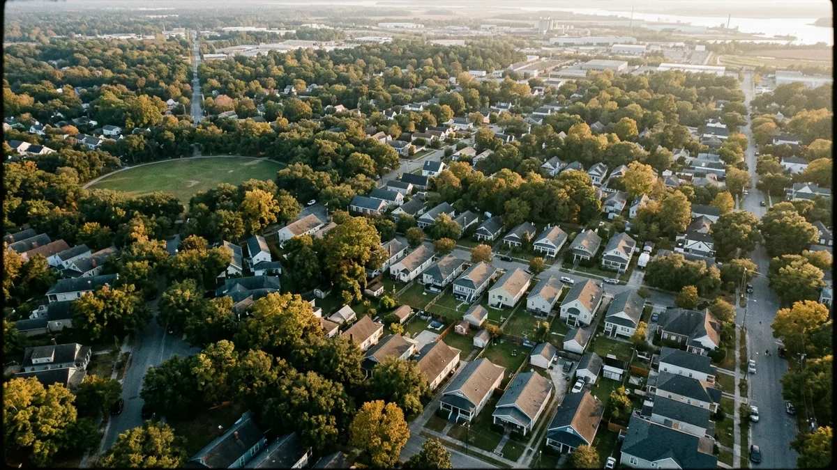 Can to curb service neighborhood in North Charleston with clean, well-managed curb areas