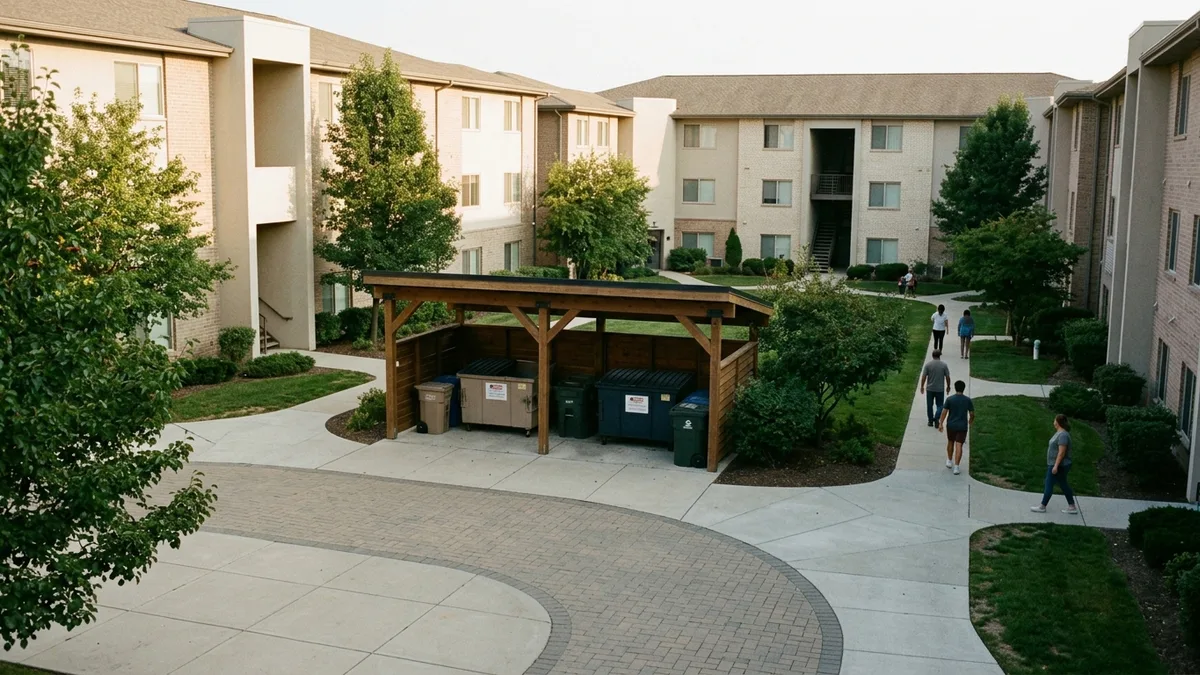 Valet waste service comparison with dumpster and trash chute systems
