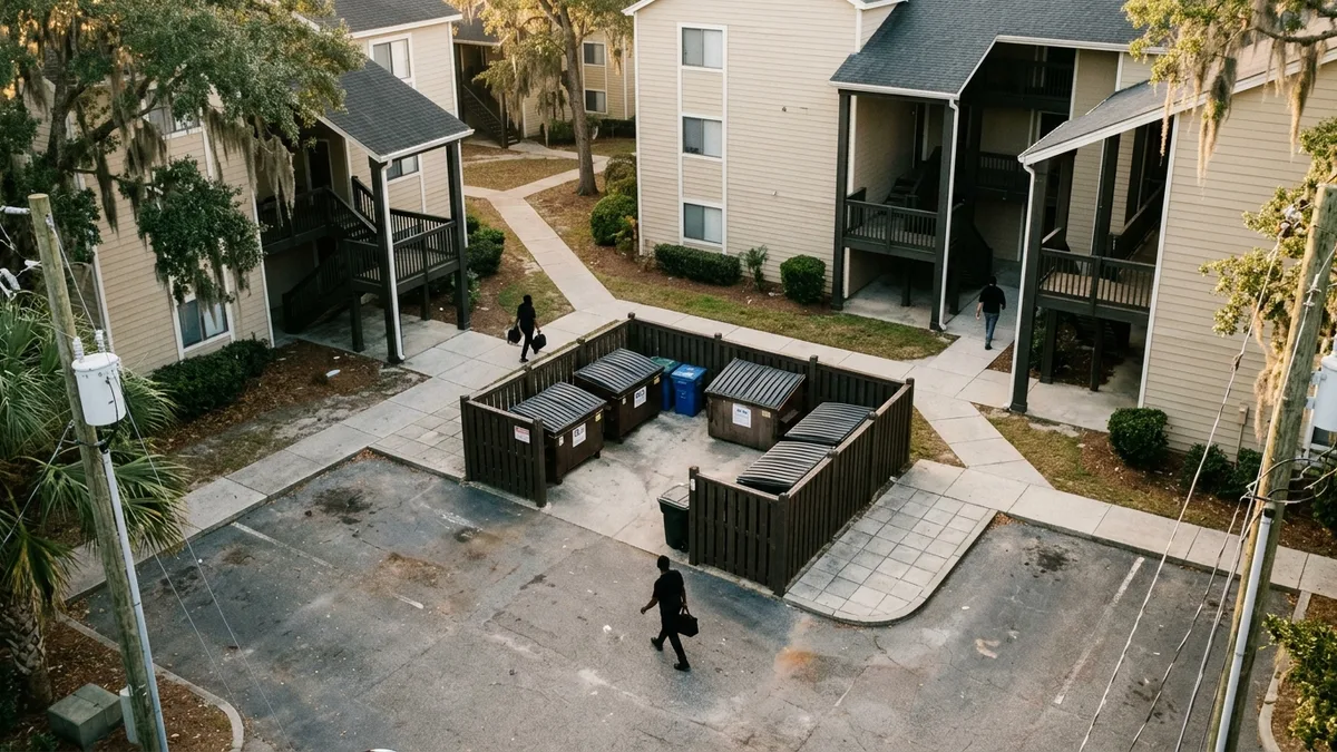 Well-maintained multifamily community using nightly service valet trash collection