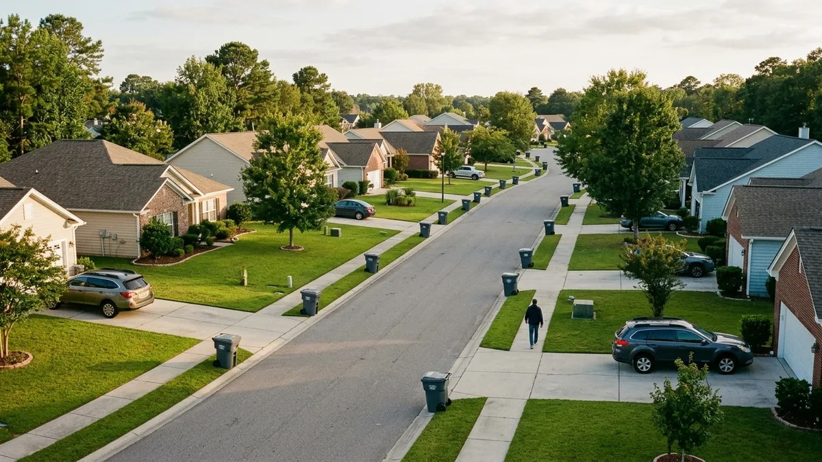 Doorstep pickup and curbside trash service in a North Charleston neighborhood