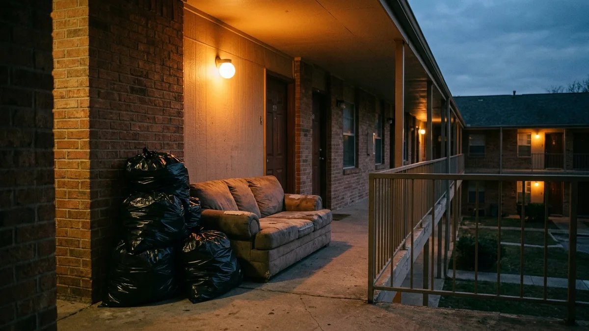 On-demand property waste support removing bulk items from a multifamily breezeway