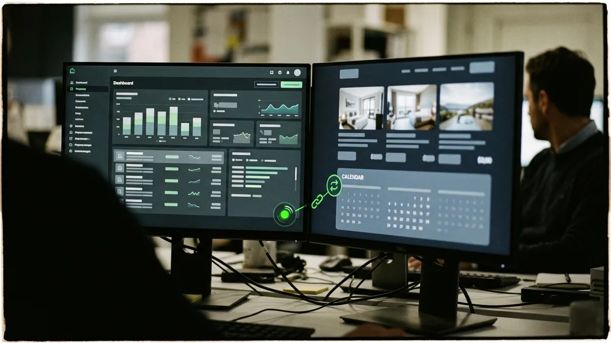 PMS integration syncing live availability to a direct booking website for short-term rentals
