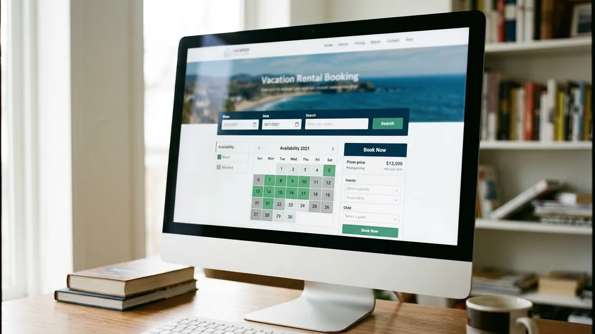 vacation rental direct booking website with live availability calendar