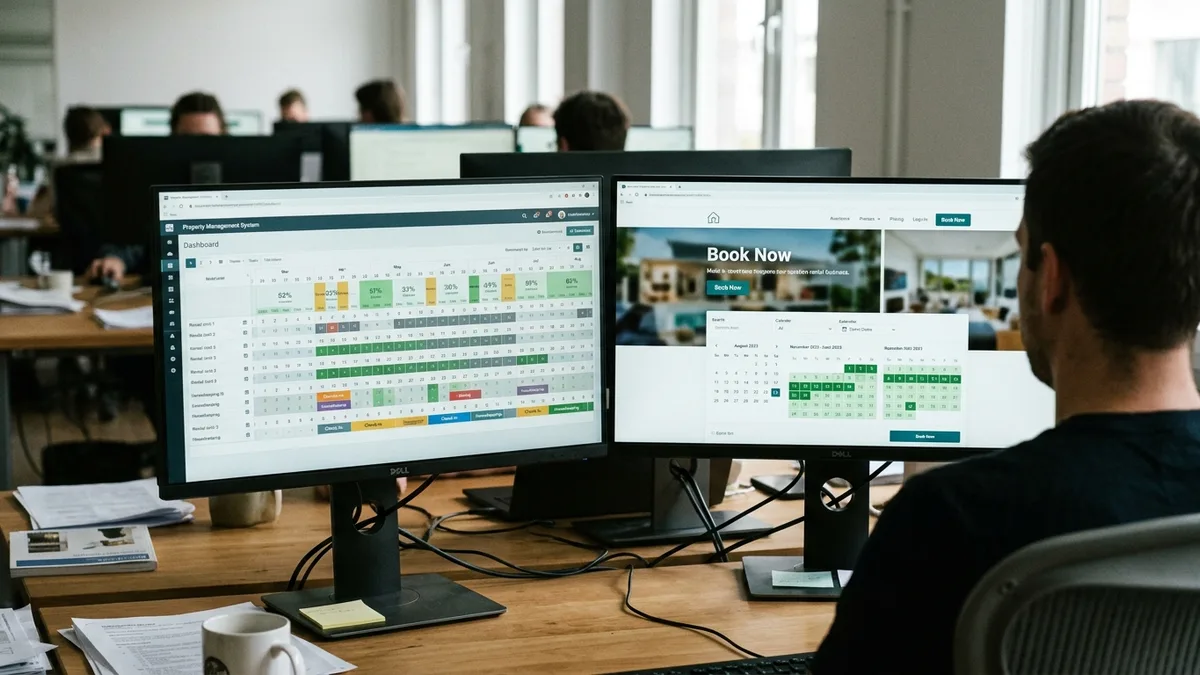 PMS integration with direct booking website for short-term rentals