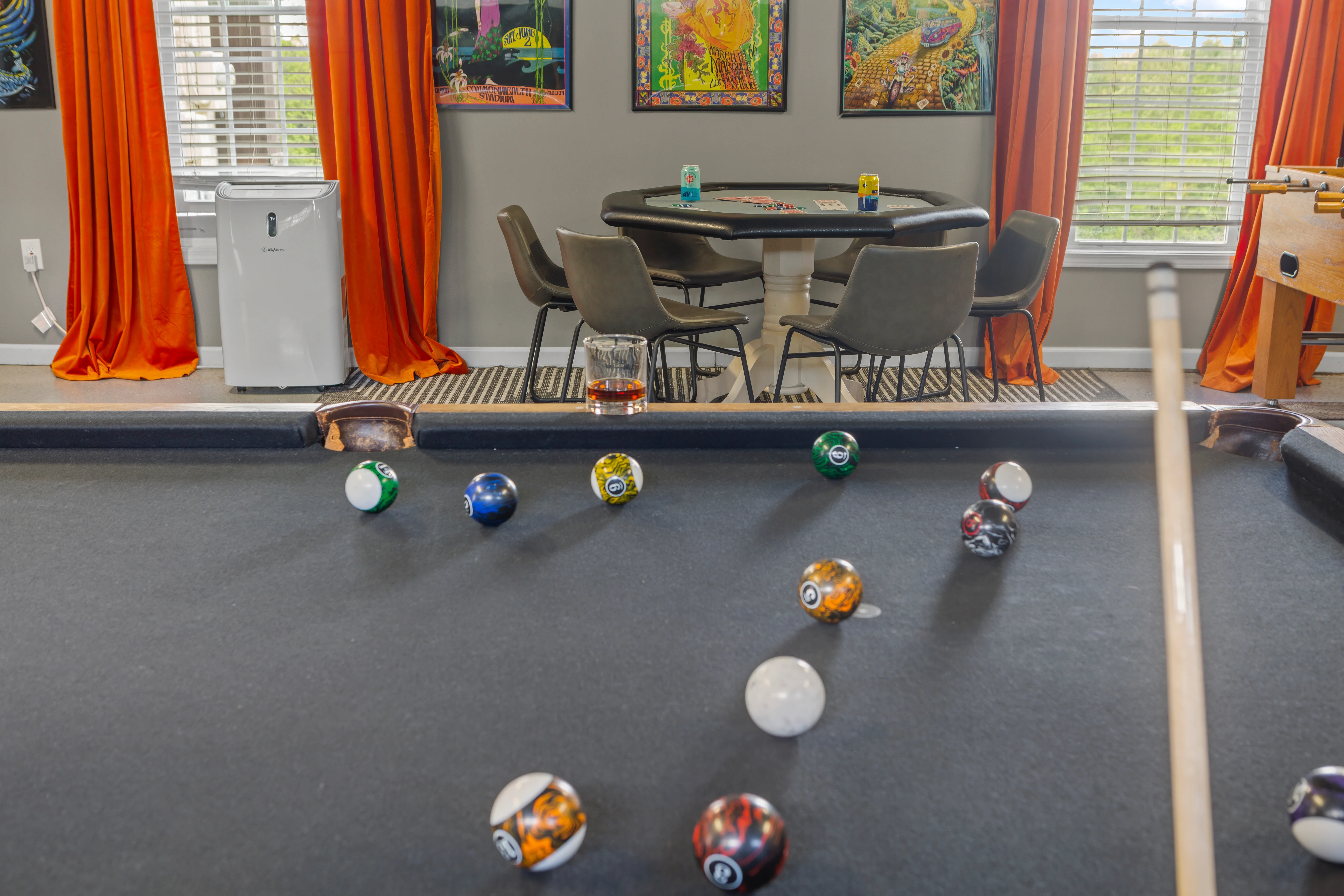 Game room with pool table at Glencairn Knoll, a top pick among La Grange vacation rentals for groups